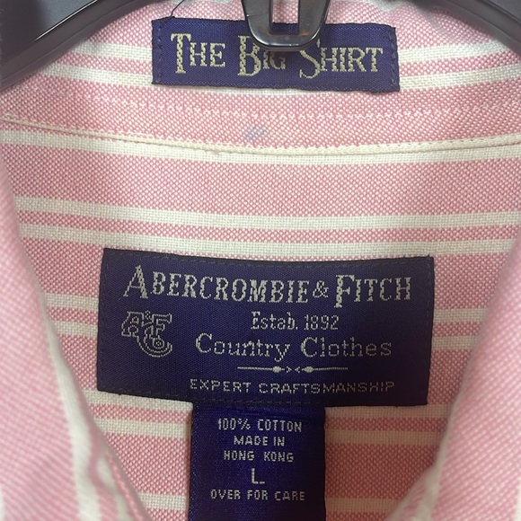 ABERCROMBIE & FITCH The Big Shirt Long-Sleeve Button-Down Pink Men’s Size L - Picture 7 of 7